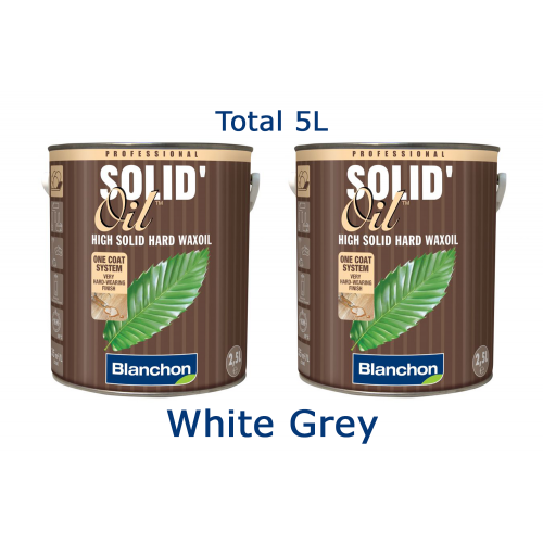Blanchon SOLID'OIL 5 ltr (two 2.5 ltr cans) WHITE GREY 06402890 (BL)